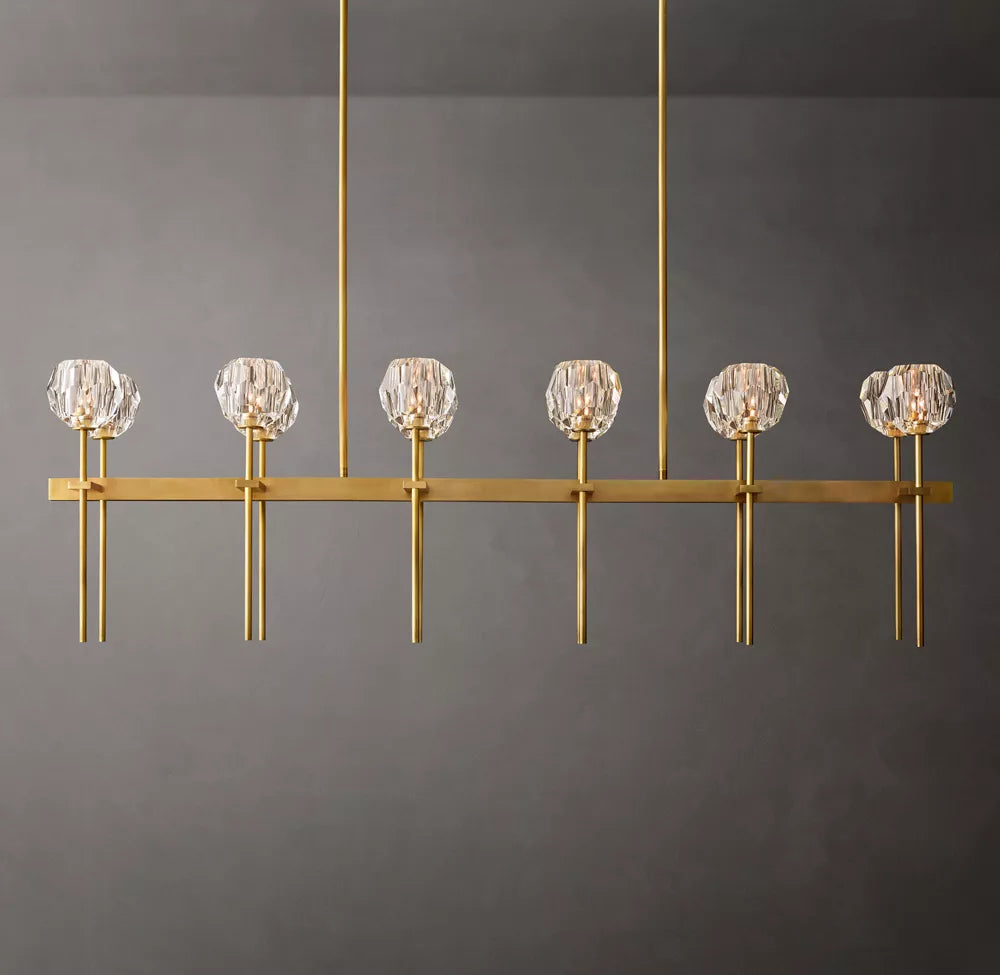 Boule De Modern Clear Double Linear Chandelier 60"