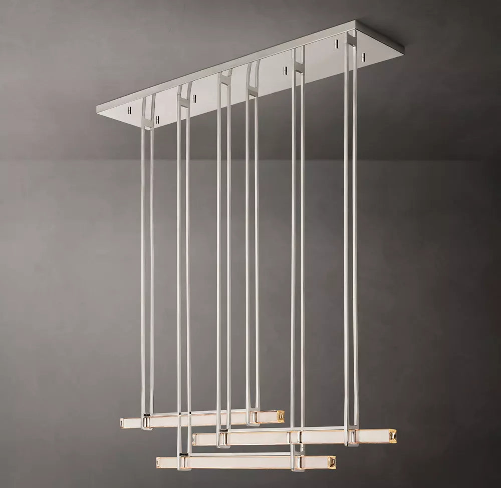 Audubon Modern Crystal Triple Bar Linear Chandelier 72"