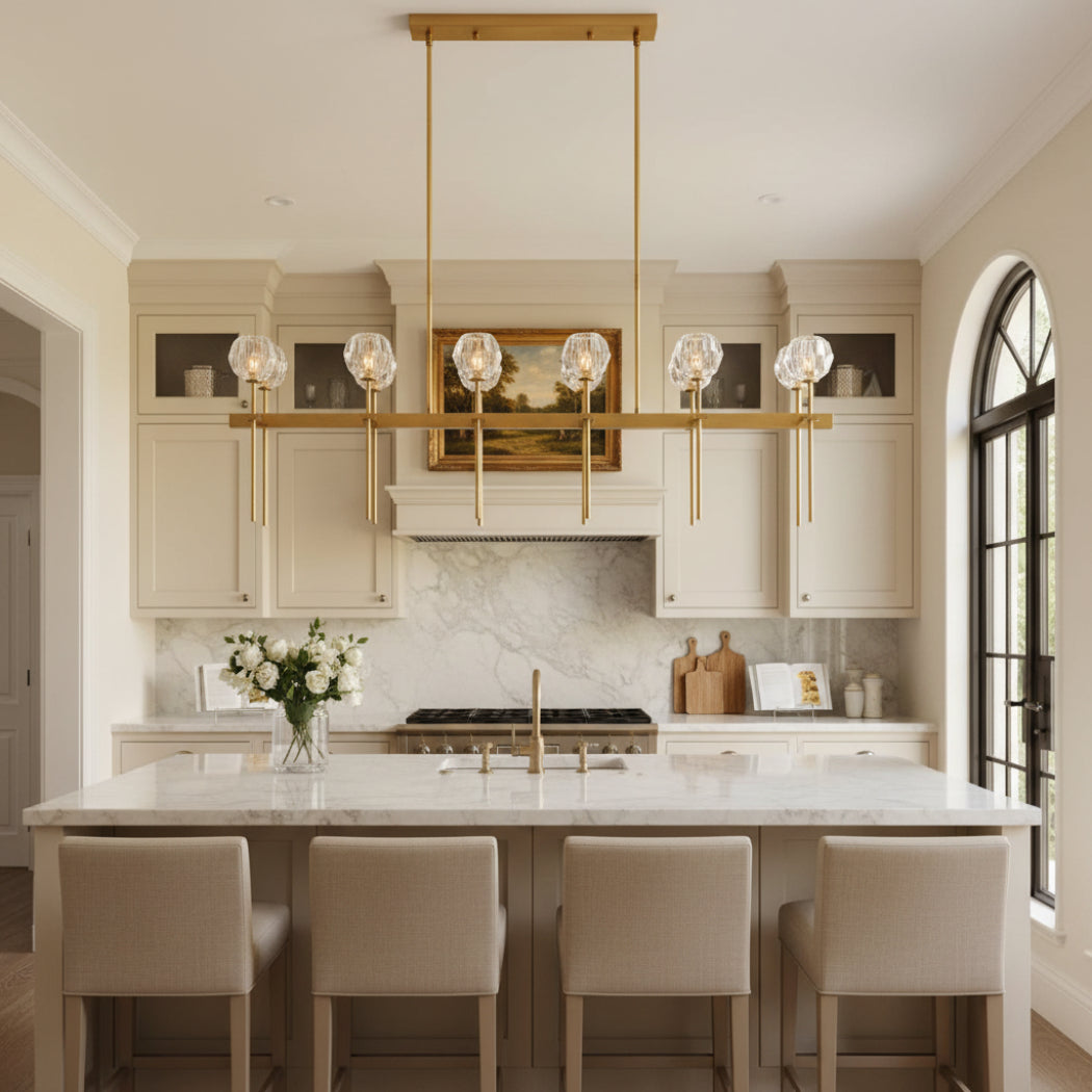 Boule De Modern Clear Double Linear Chandelier 60"