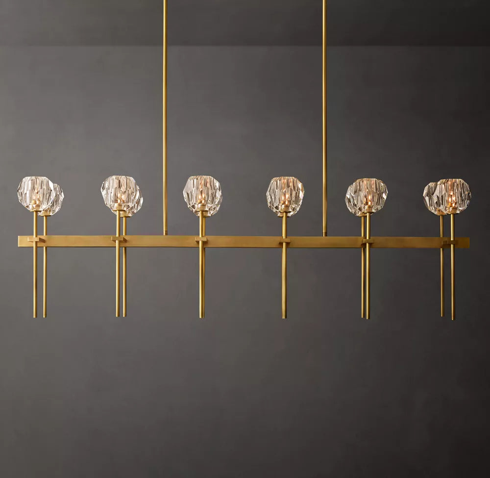 Boule De Modern Clear Double Linear Chandelier 60"