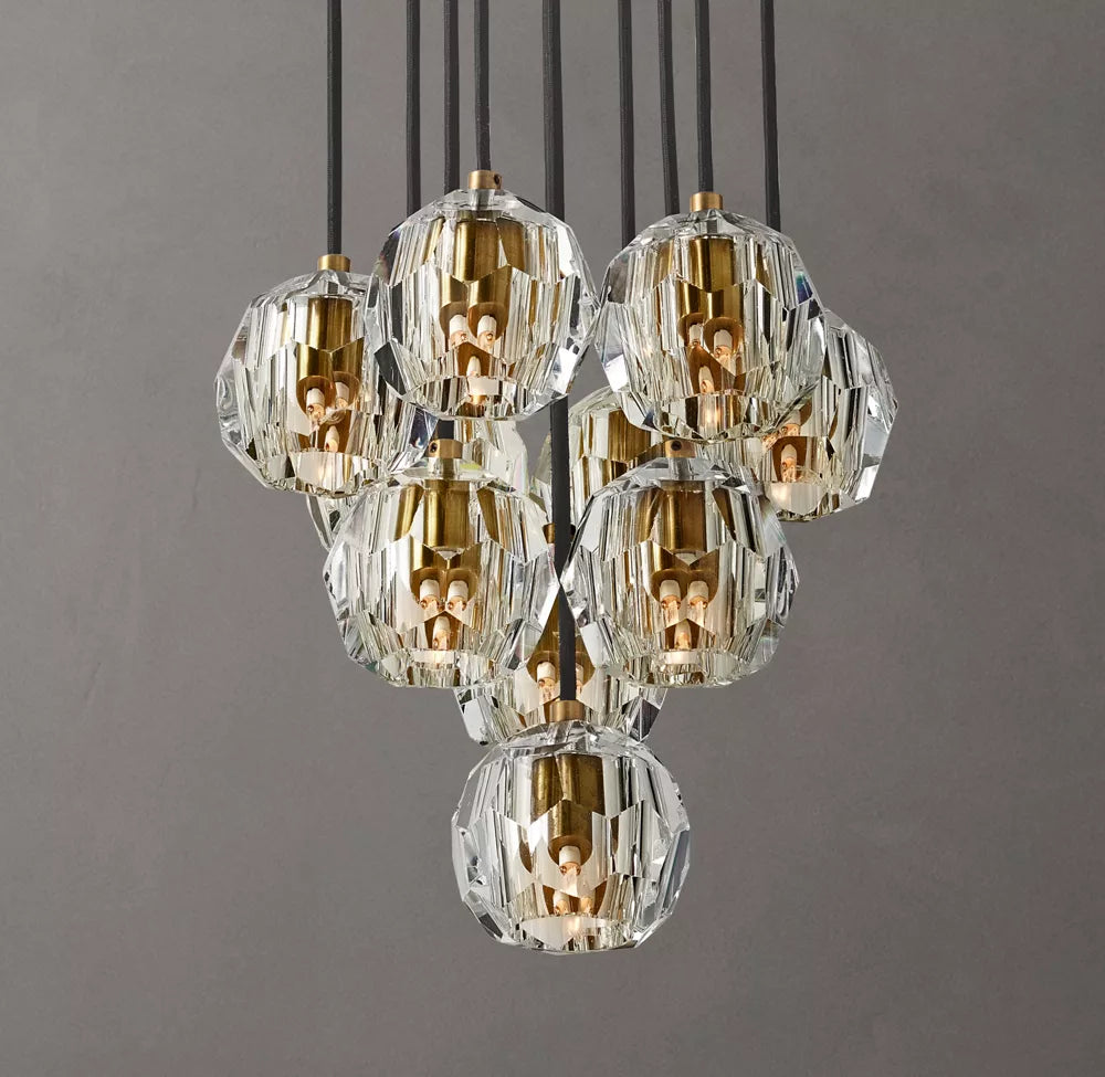 Boule De Modern Clear Round Cluster Chandelier 14"