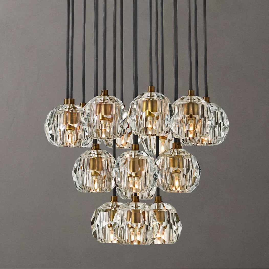 Boule De Modern Clear Round Cluster Chandelier 19"