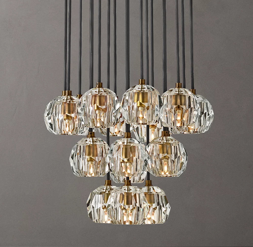 Boule De Modern Clear Round Cluster Chandelier 19"