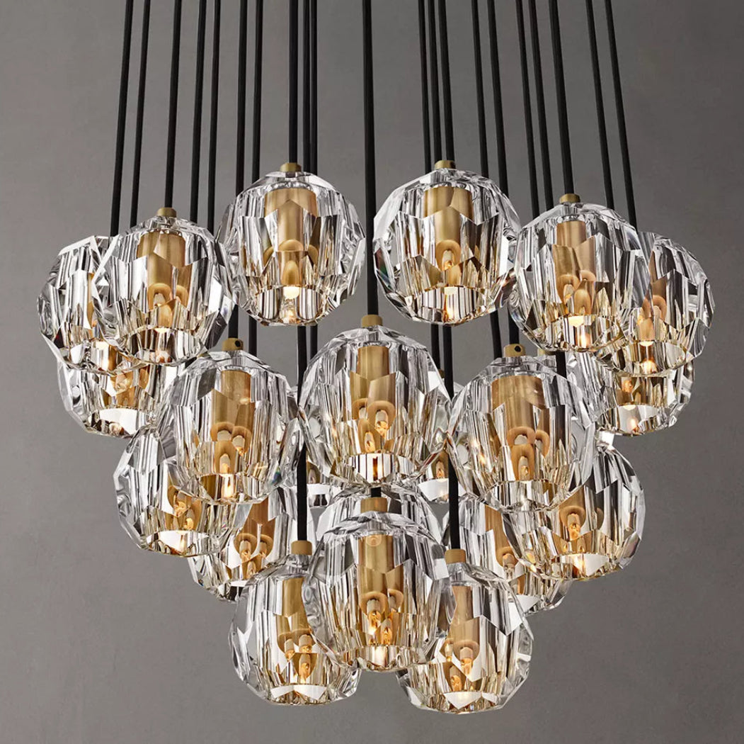 Boule De Modern Clear Round Cluster Chandelier 24"