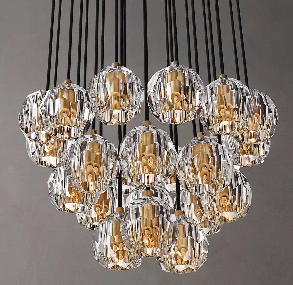 Boule De Modern Clear Round Cluster Chandelier 24"