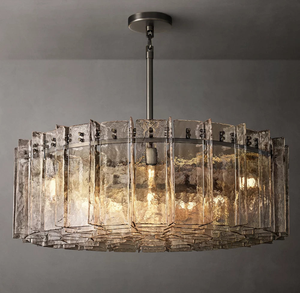 Lattice Modern Somke Glass Round Chandelier 48"