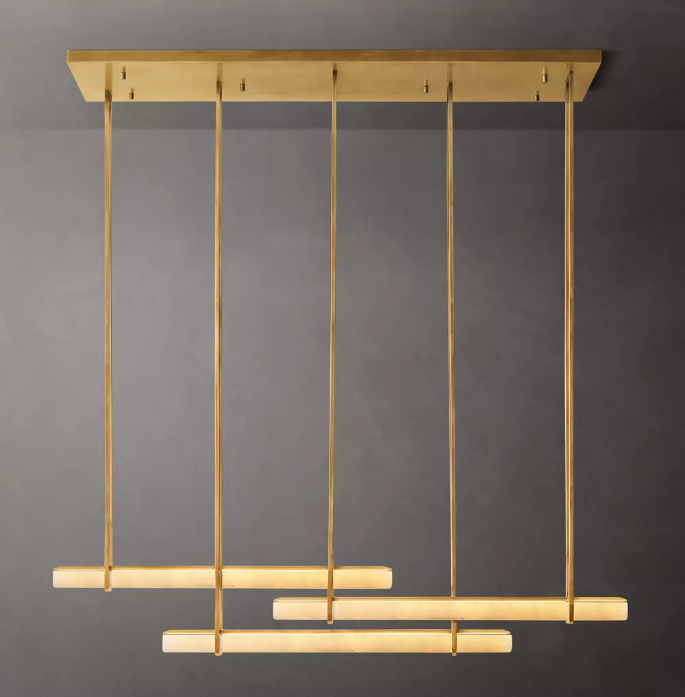 Audubons Modern Alabaster Triple Bar Linear Chandelier 60"