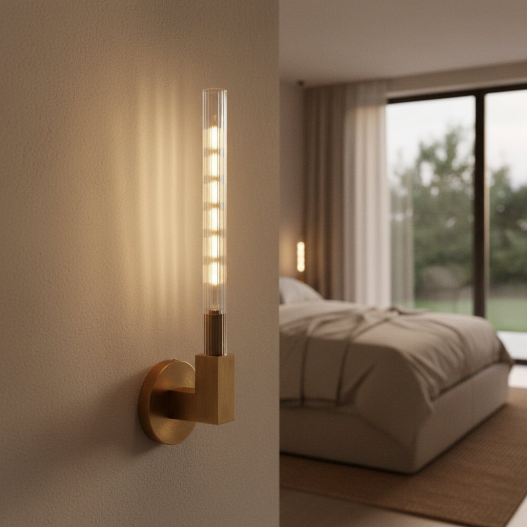 Cannele Modern Clean Lines Candlestick Wall Sconce , Wall Lamp