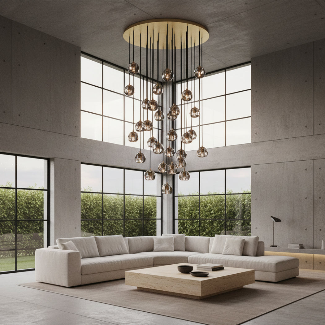 Boule De Morden Somke Round Cluster Chandelier 40"