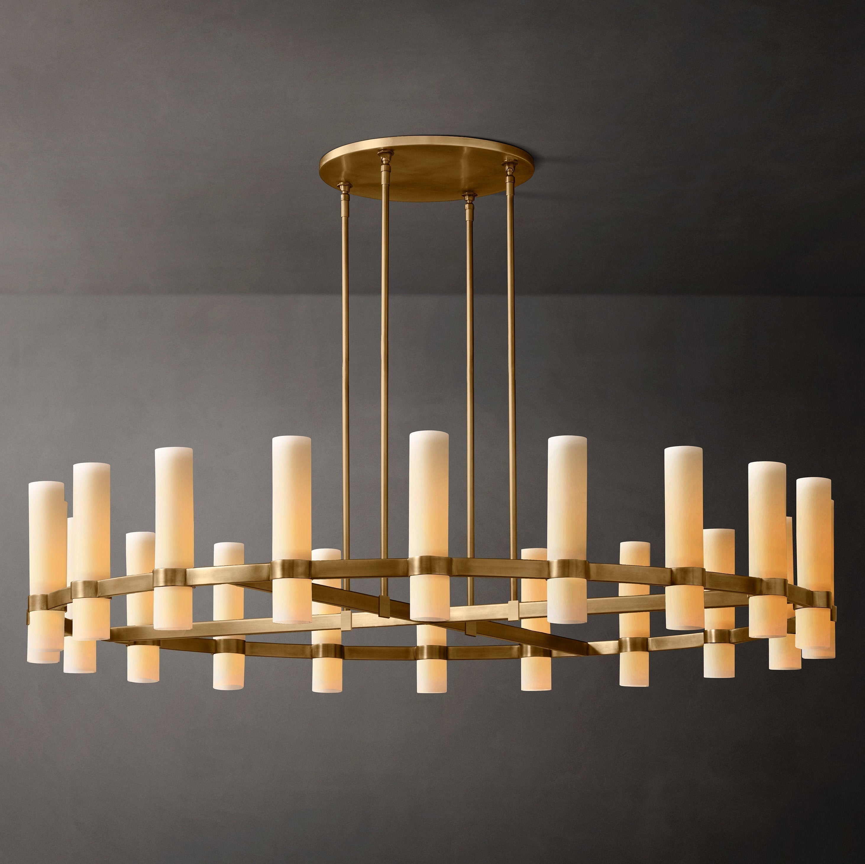 Ravelle Modern Round Milk Glass Chandelier 60"