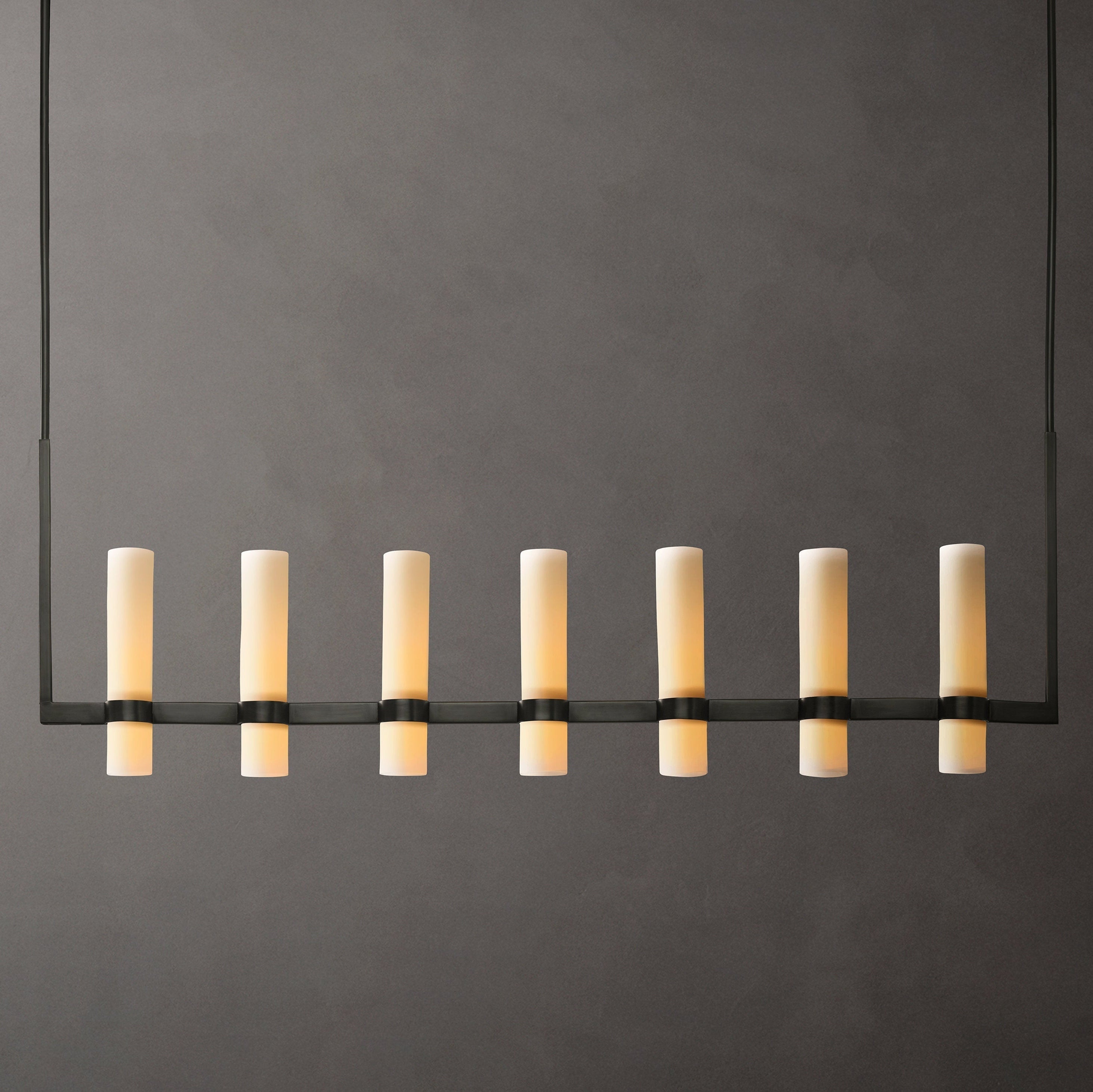 Ravelle Modern Linear Milk Glass Chandelier 59"