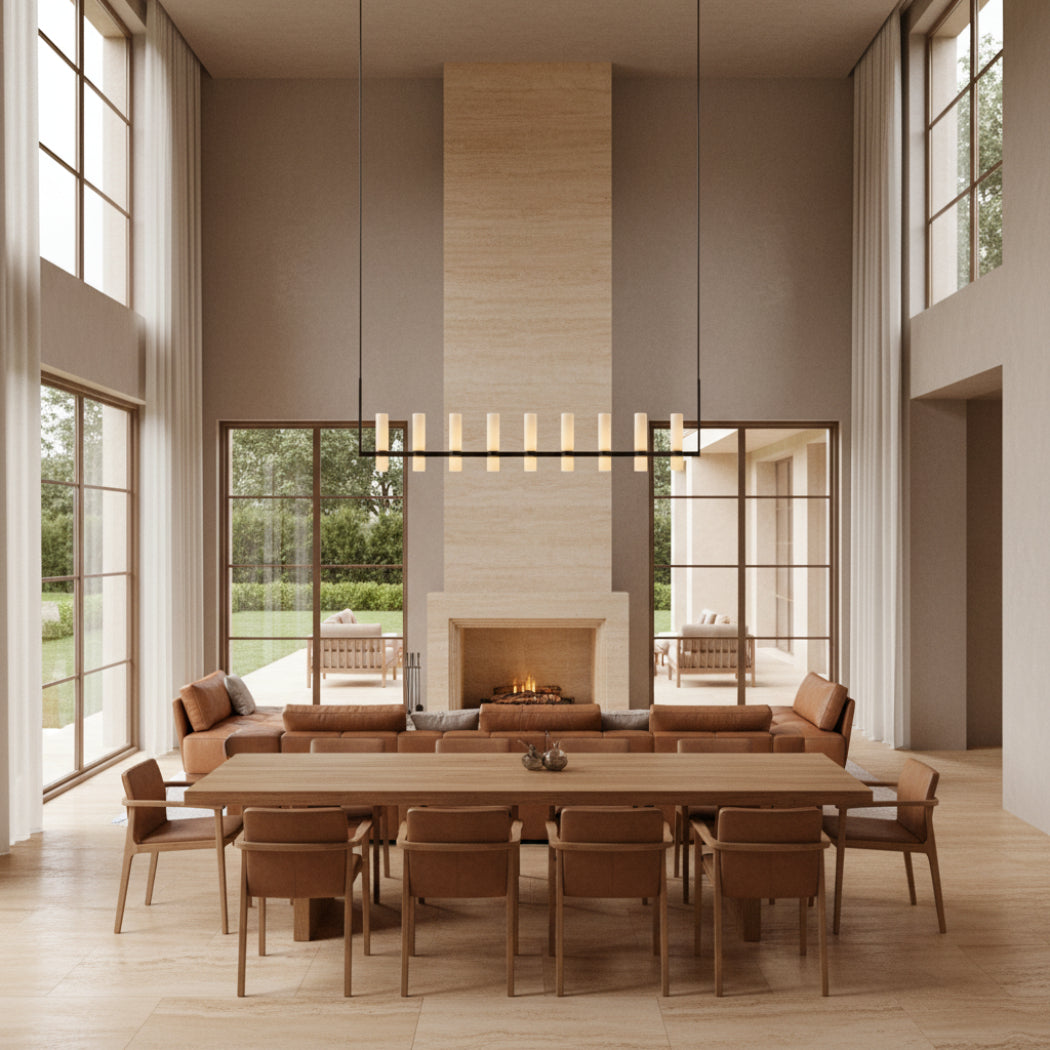 Ravelle Modern Linear Milk Glass Chandelier 71"