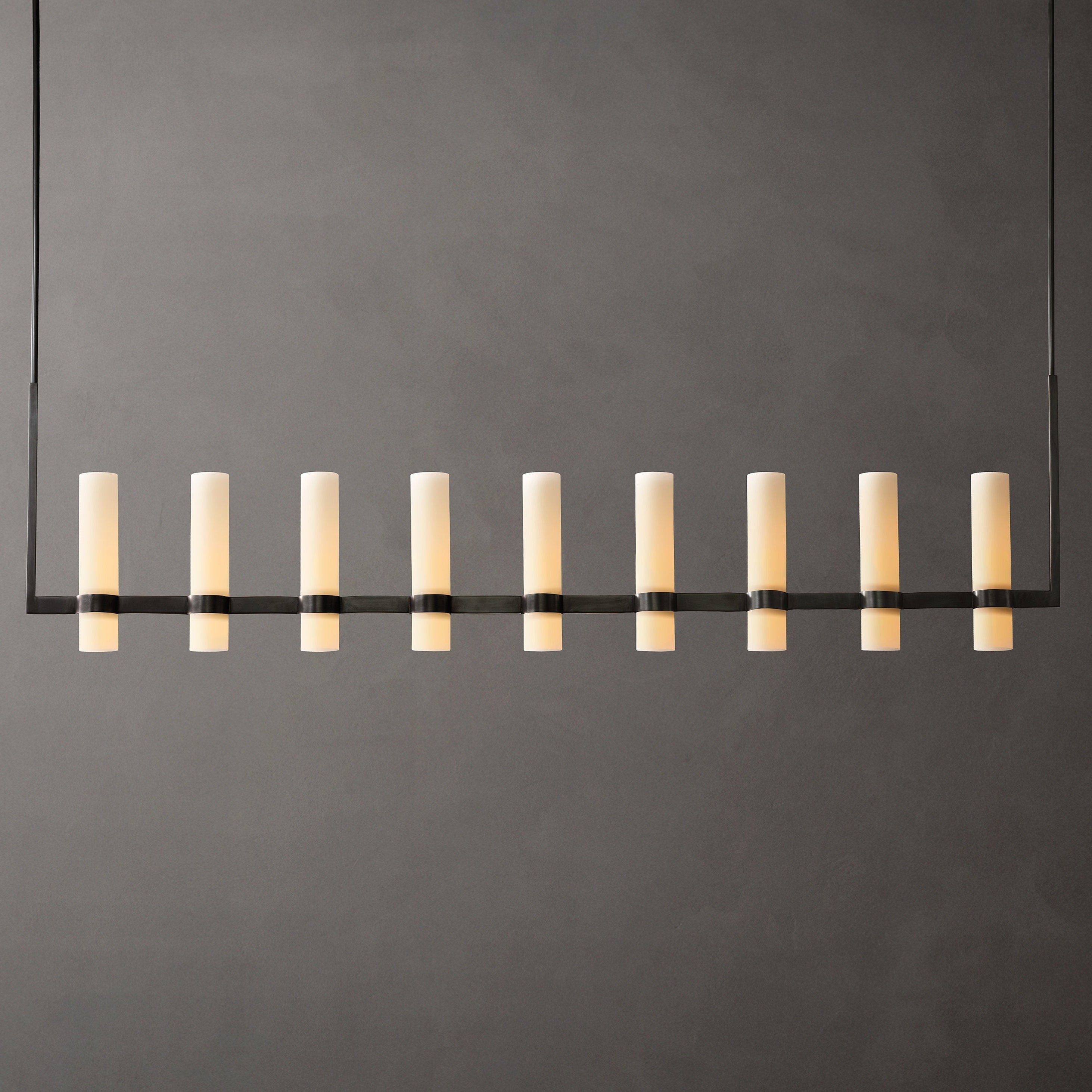 Ravelle Modern Linear Milk Glass Chandelier 71"