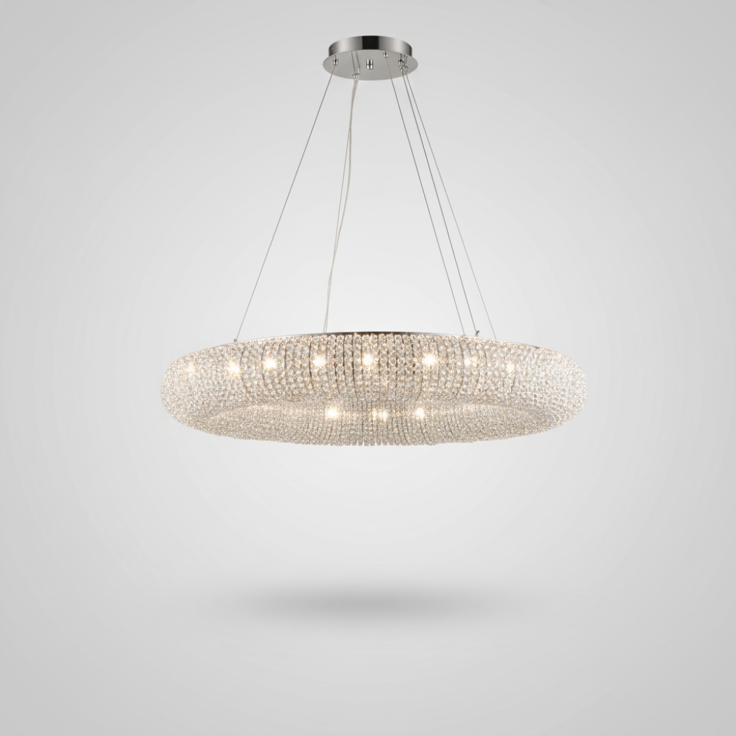 Halo Modern Clear Round Chandelier D41"