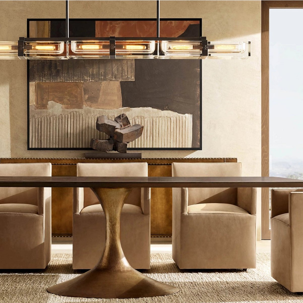 Saviles Modern Linear Chandelier 72" 6-lights