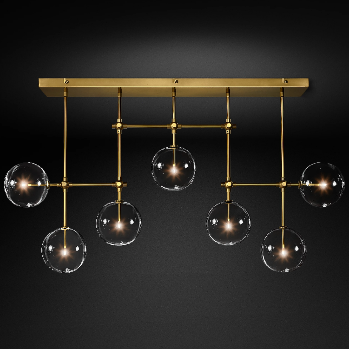 Sierra Glass Globe Mobile Linear Chandelier Light 60"