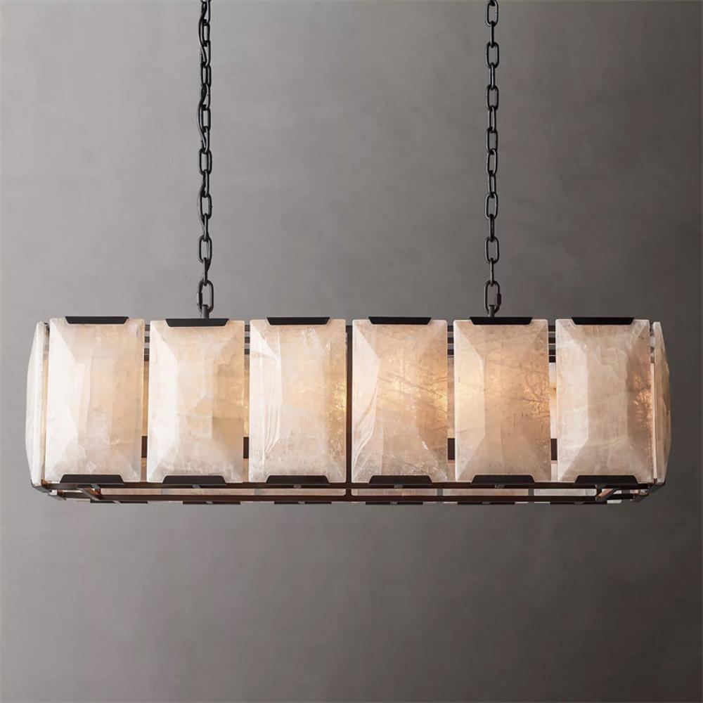 Harlowe Modern Calcite Rectangular Chandelier 42"