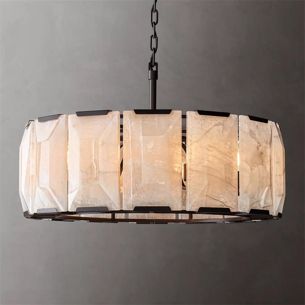 Harlowe Modern Calcite Round Chandelier 31"