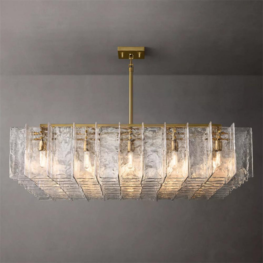 Lattice Modern Glass Square Chandelier 60"