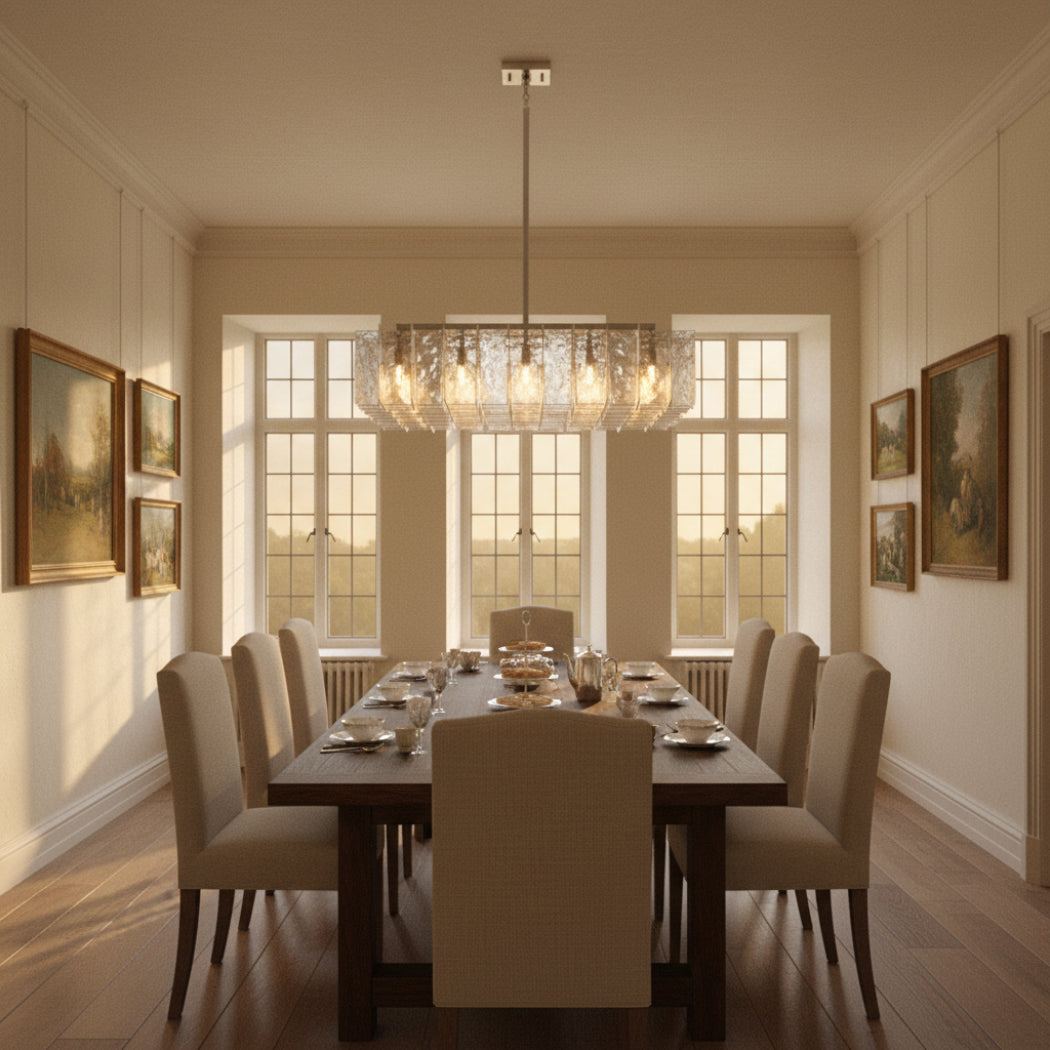 Lattice Modern Glass Square Chandelier 60"