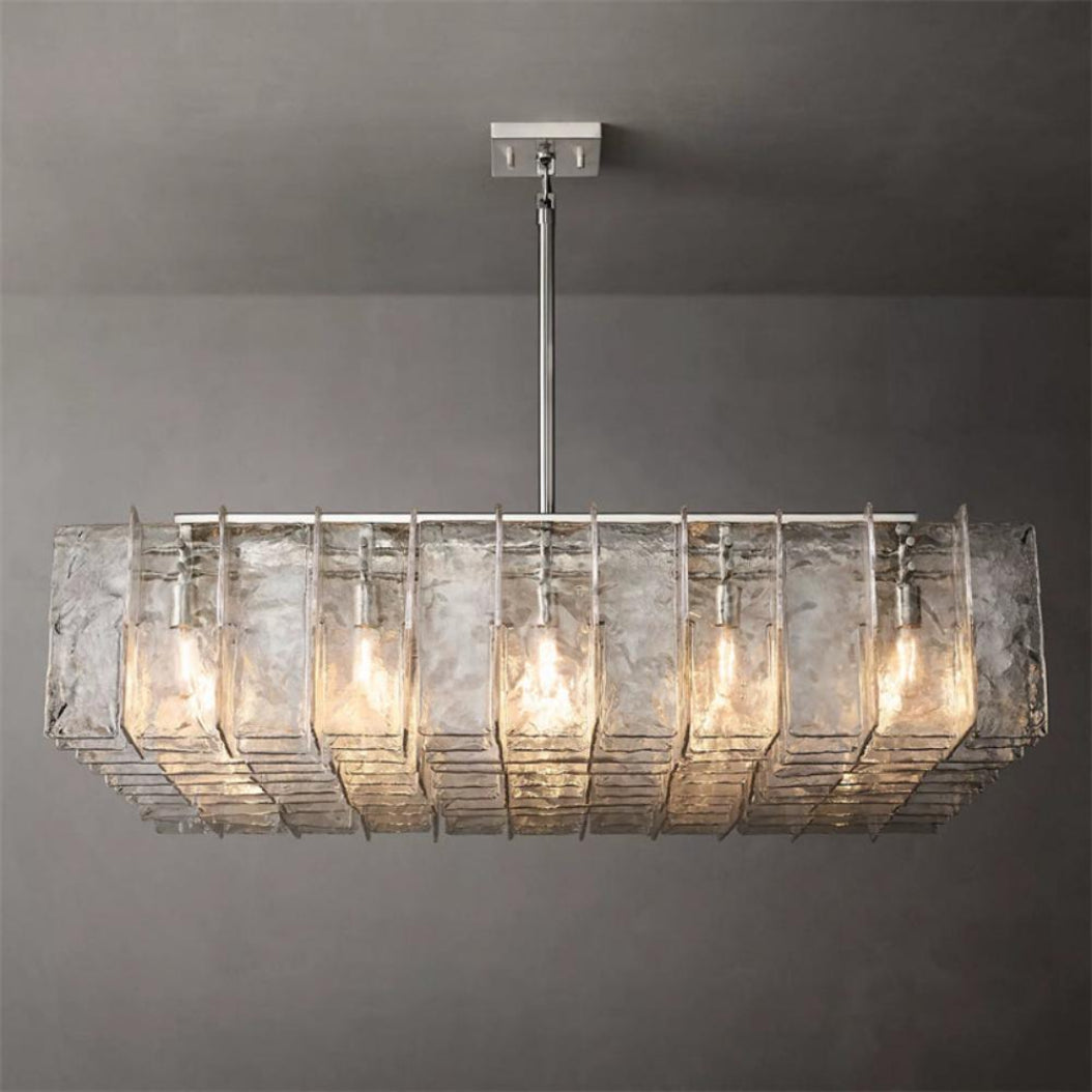 Lattice Modern Glass Square Chandelier 60"