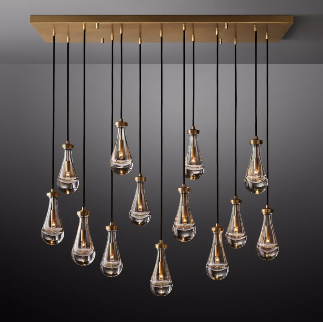 Rain Glass Linear Modern Chandelier 54"