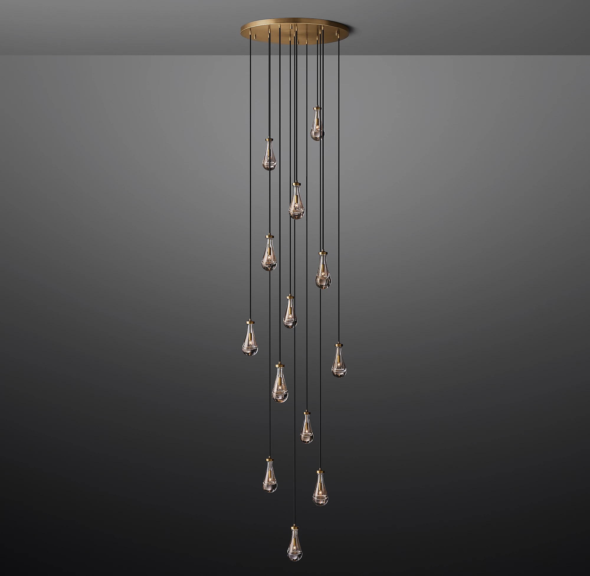 Rain Glass Modern Chandelier 36"(long)