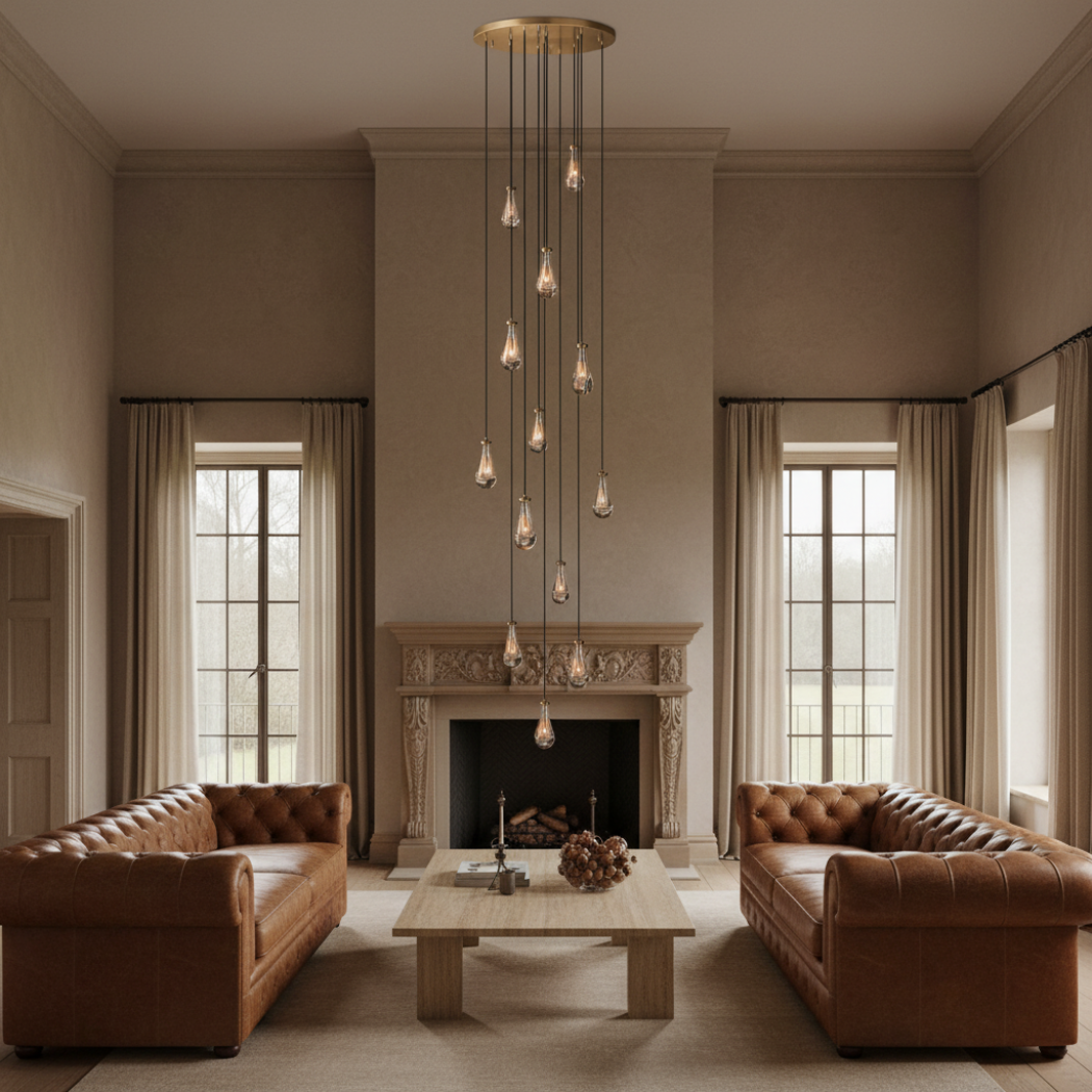 Rain Glass Modern Chandelier 36"(long)