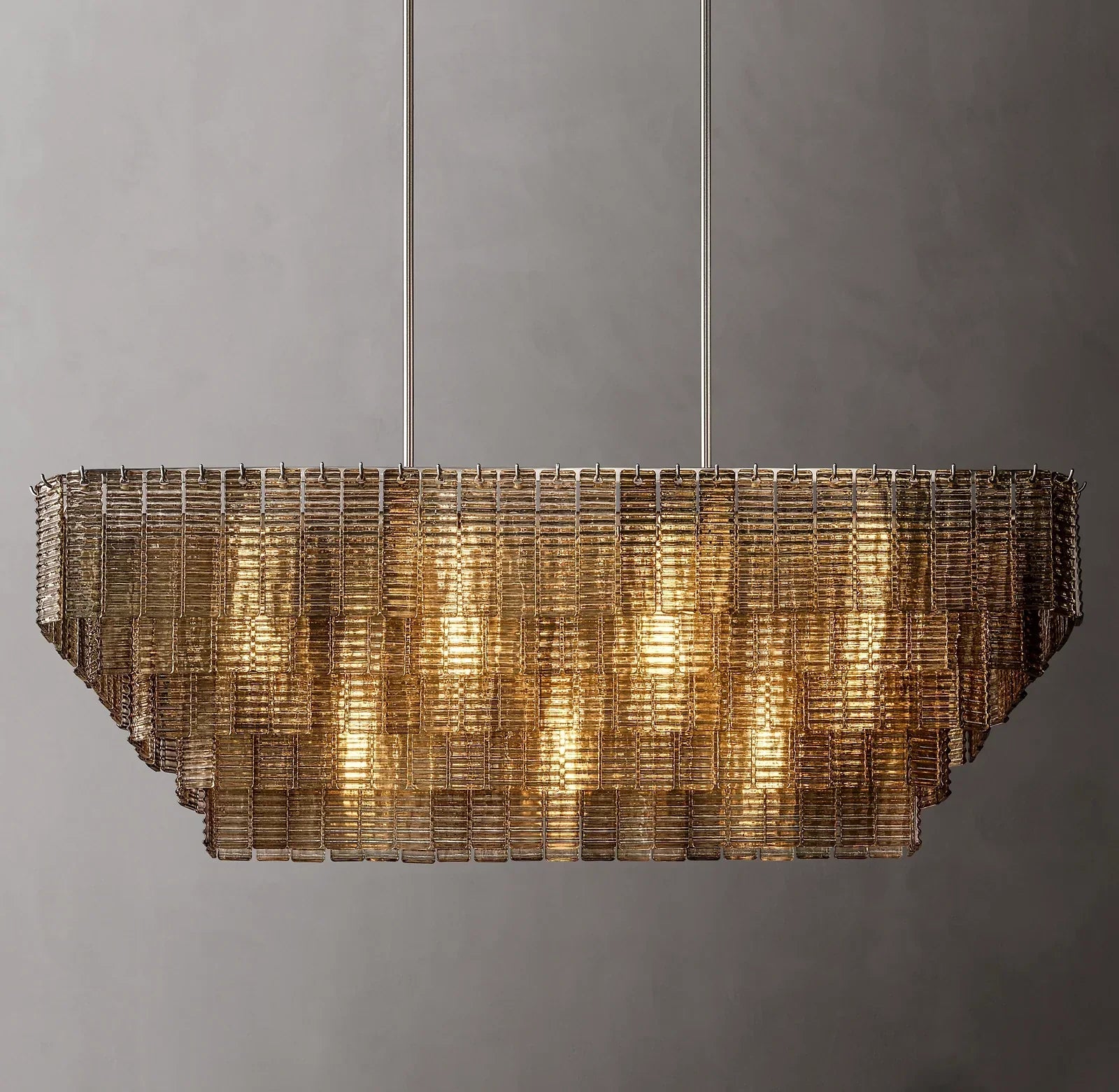 Sirene Modern Clear/Smoke Glass Rectangular Chandelier 59"