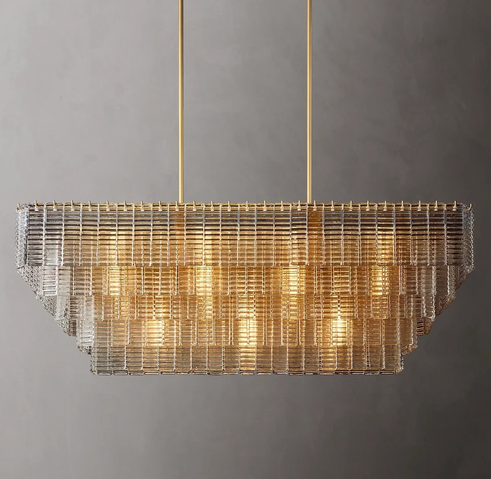 Sirene Modern Clear Glass Rectangular Chandelier 59"
