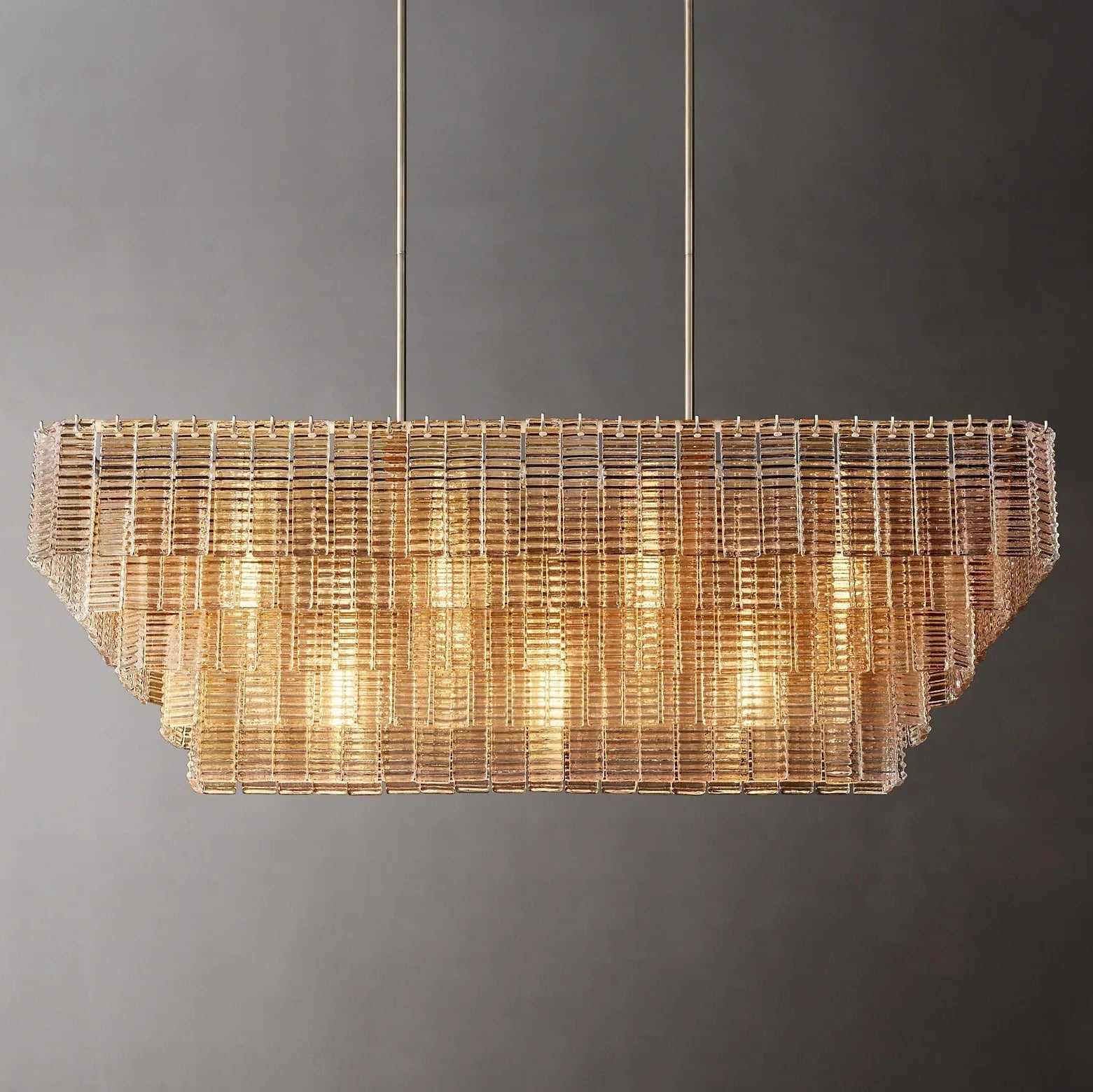 Sirene Modern Clear Glass Rectangular Chandelier 59"