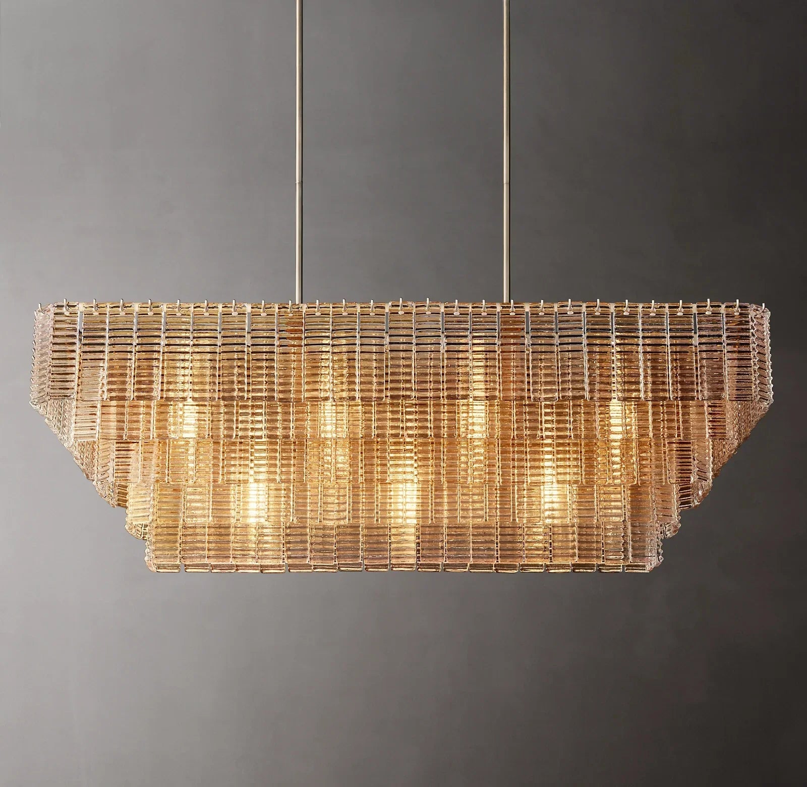 Sirene Modern Clear Glass Rectangular Chandelier 59"