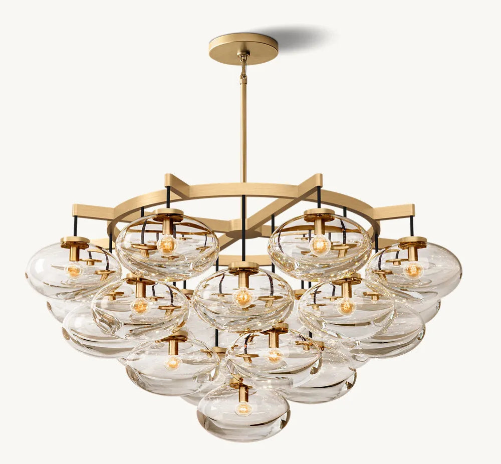 Cabrette Modern Clear Glass Round Chandelier 48"