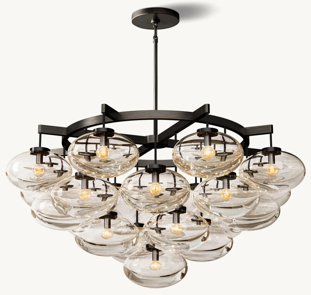 Cabrette Modern Clear Glass Round Chandelier 48"