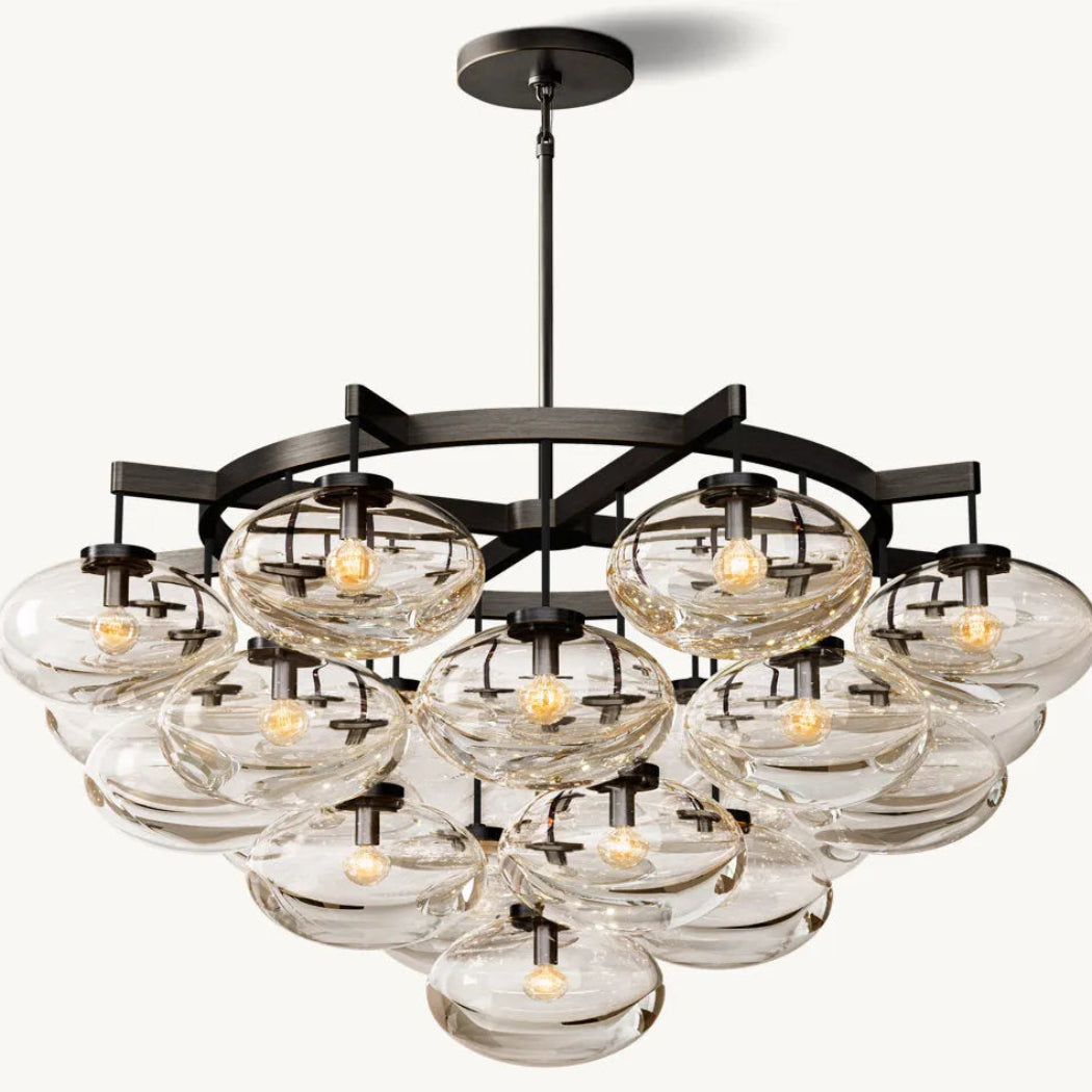 Cabrette Modern Clear Glass Round Chandelier 48"
