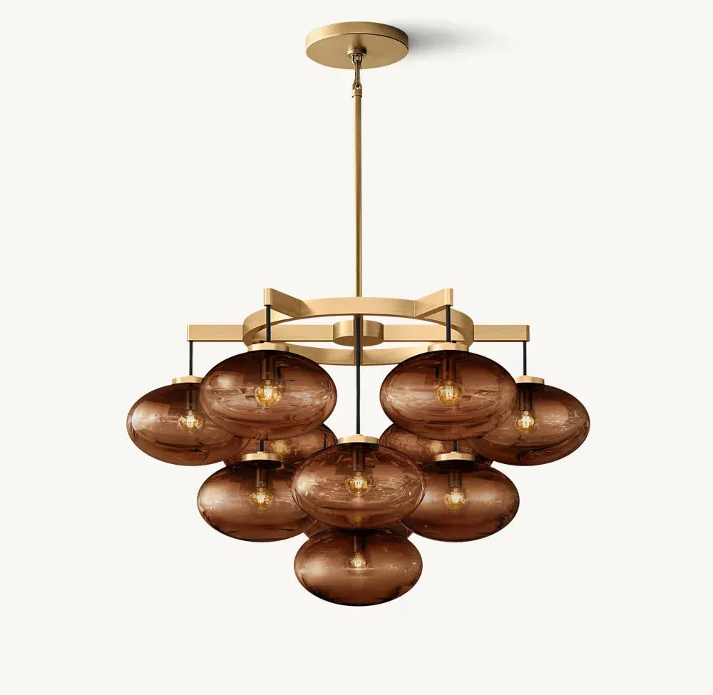 Cabrette Modern Amber Glass Round Chandelier 36"