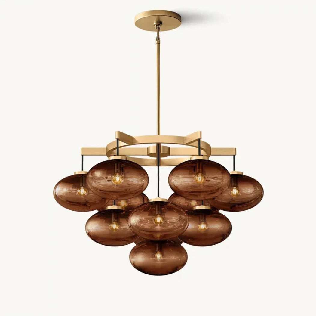 Cabrette Modern Amber Glass Round Chandelier 36"