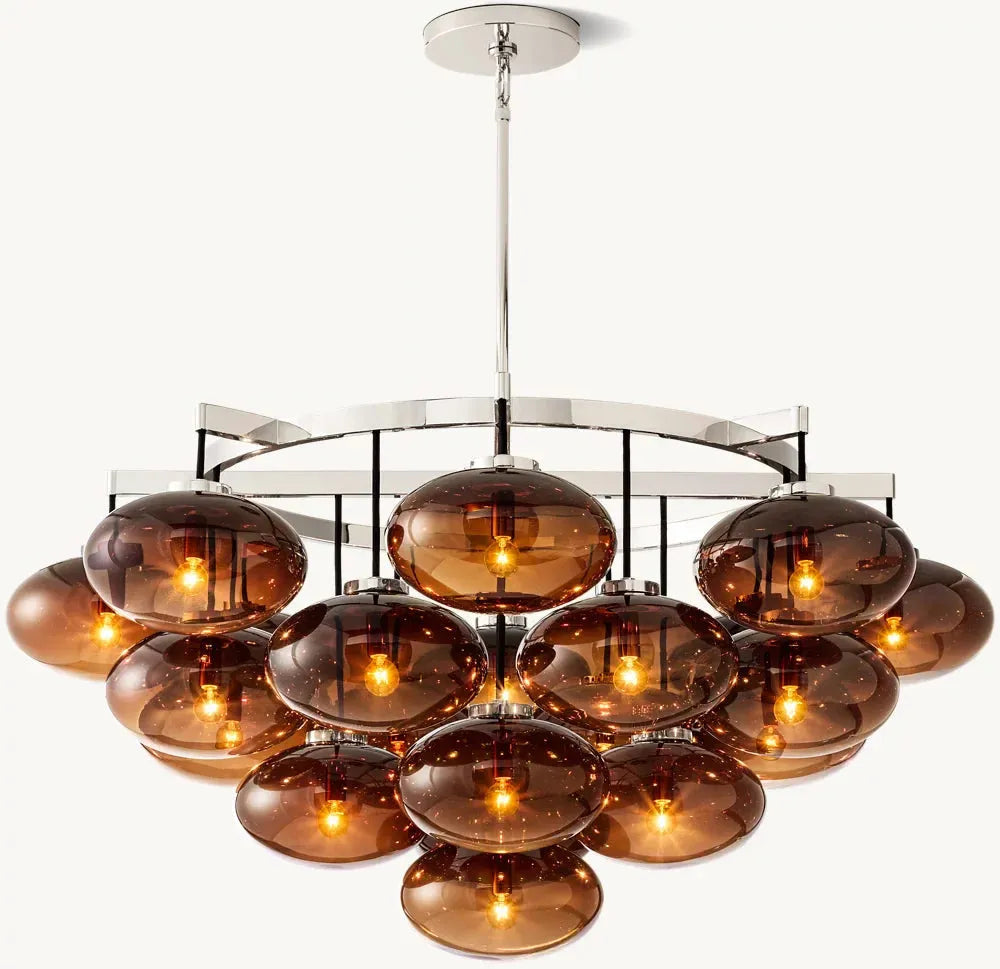 Cabrette Modern Amber Glass Round Chandelier 48"