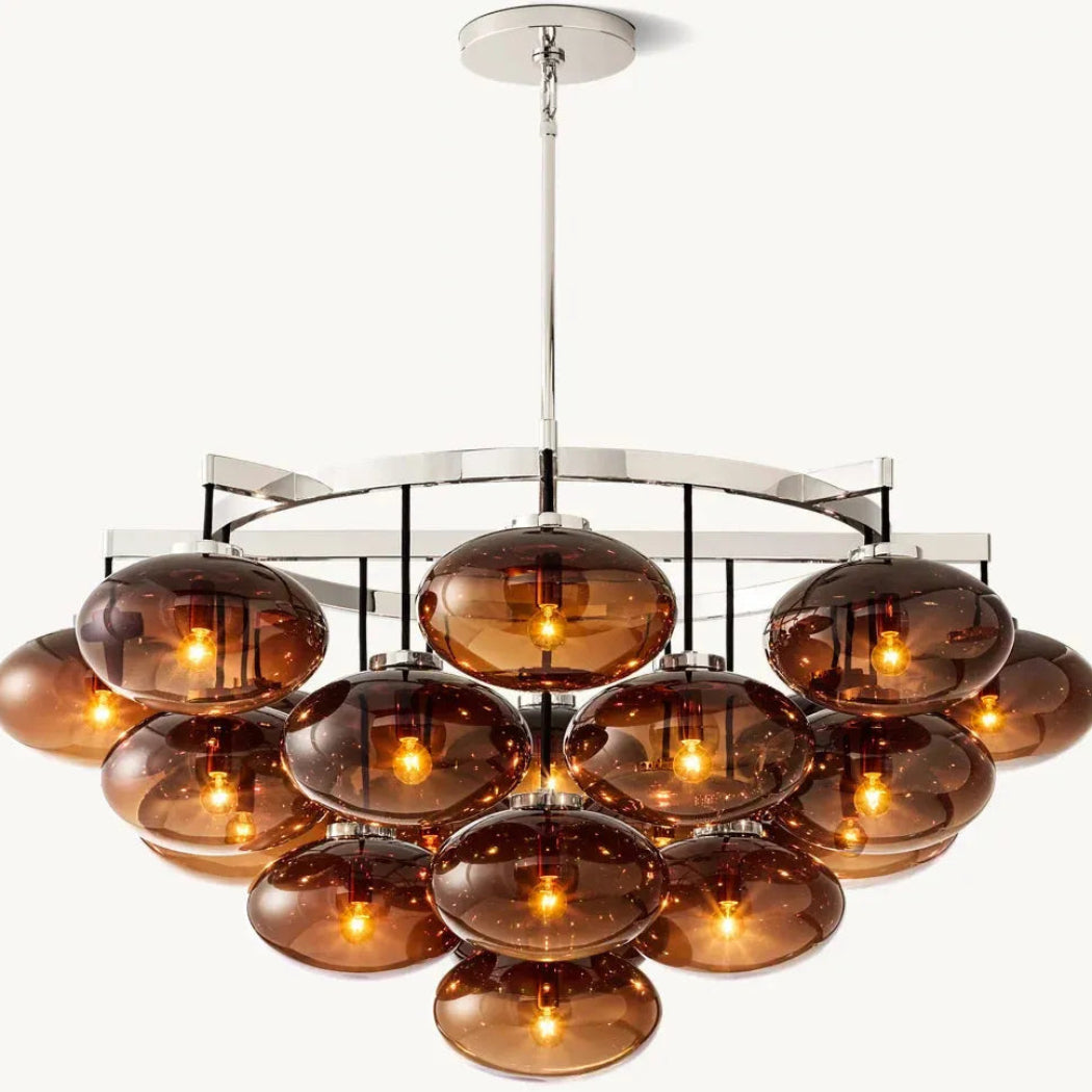 Cabrette Modern Amber Glass Round Chandelier 48"