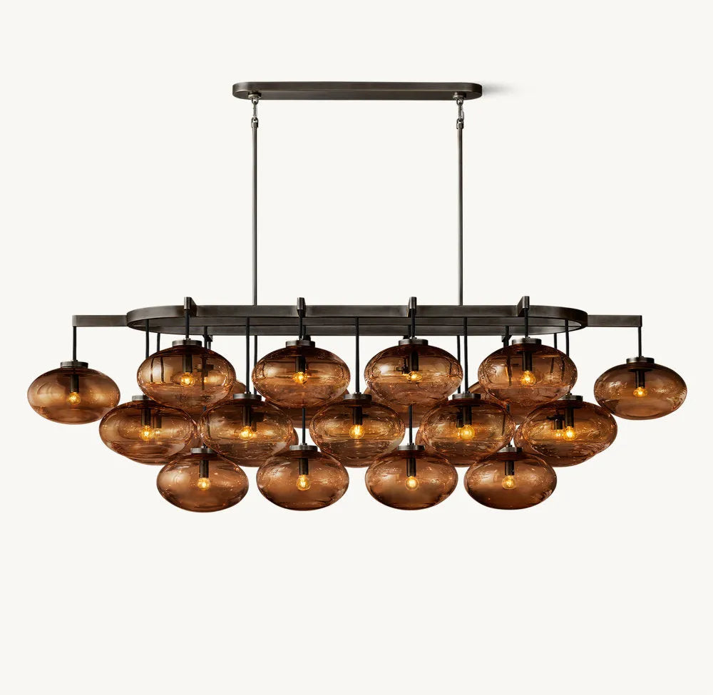 Cabrette Modern Amber Glass Linear Chandelier 72"