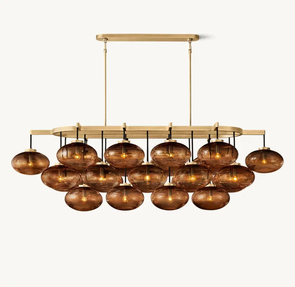 Cabrette Modern Amber Glass Linear Chandelier 72"
