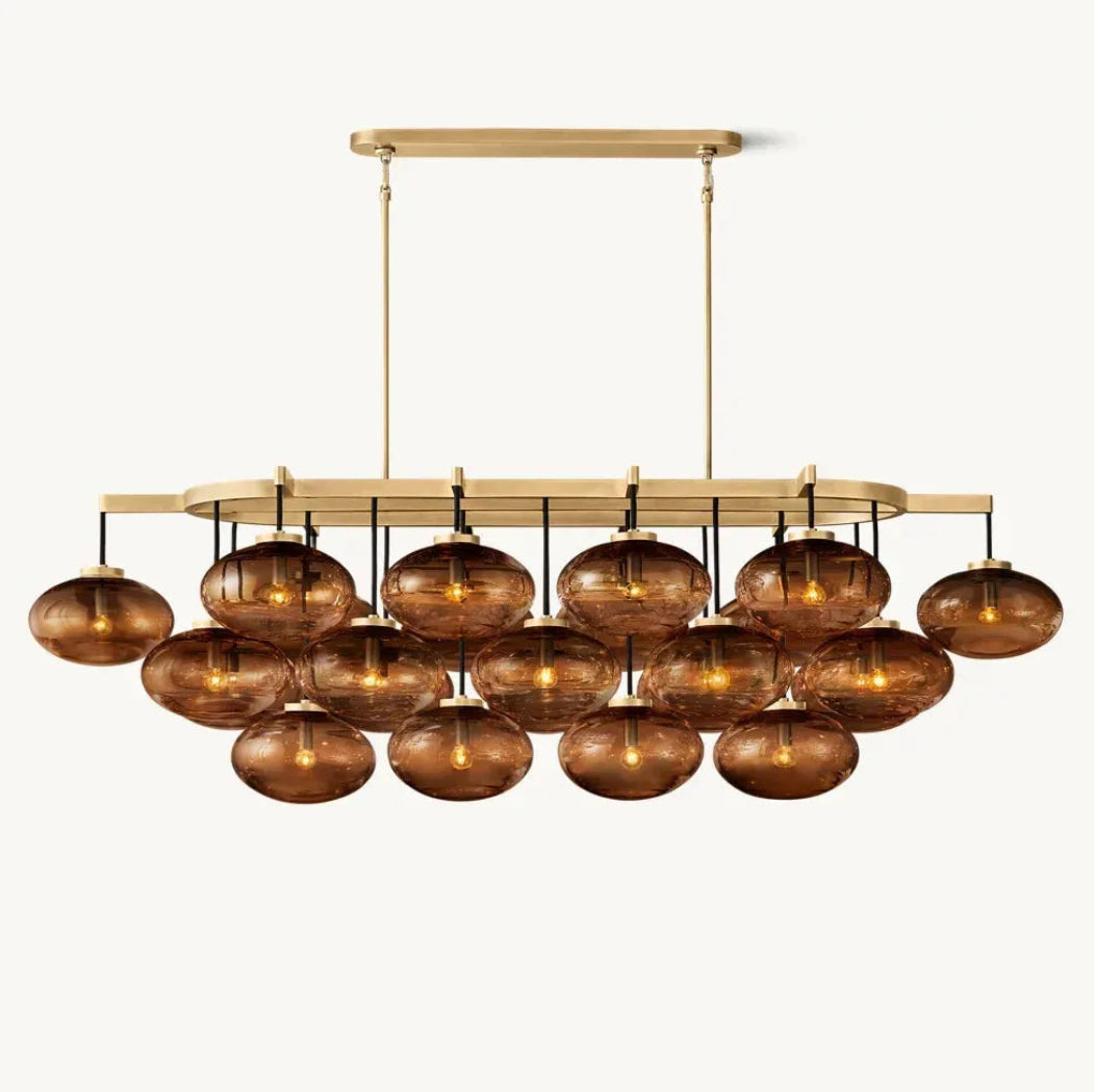 Cabrette Modern Amber Glass Linear Chandelier 72"