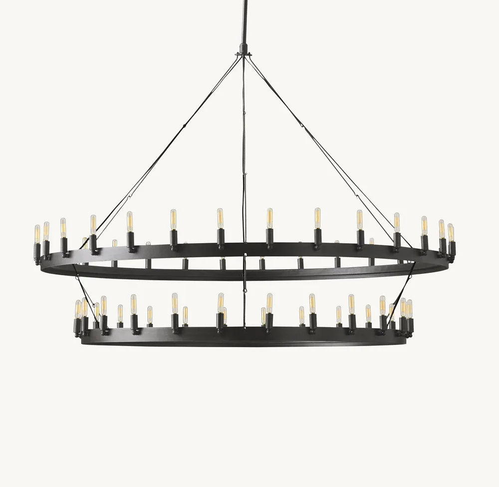 Camino Vintage Two-Tier Round Chandelier 63"