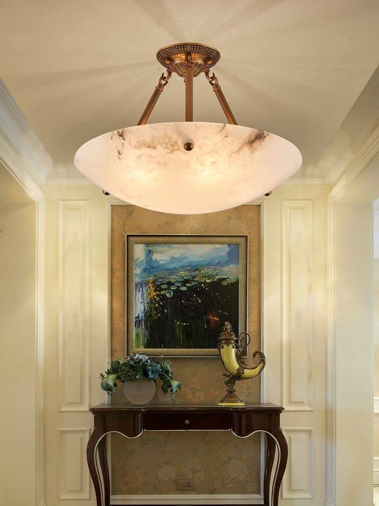 Modern Vintage Round Alabaster Ceiling Lamp